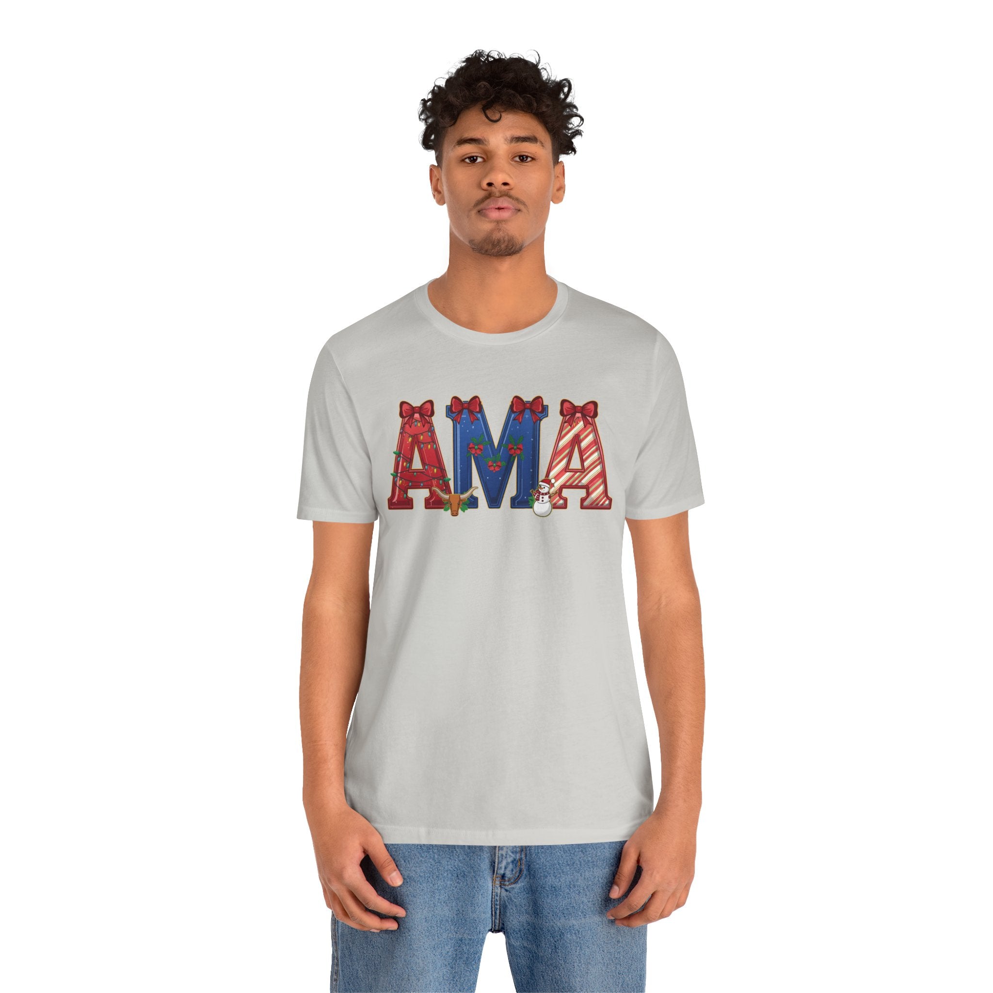 AMA Christmas Shirt – Festive Holiday Letter Art Tee | Christmas Gift | Bella Canvas 3001