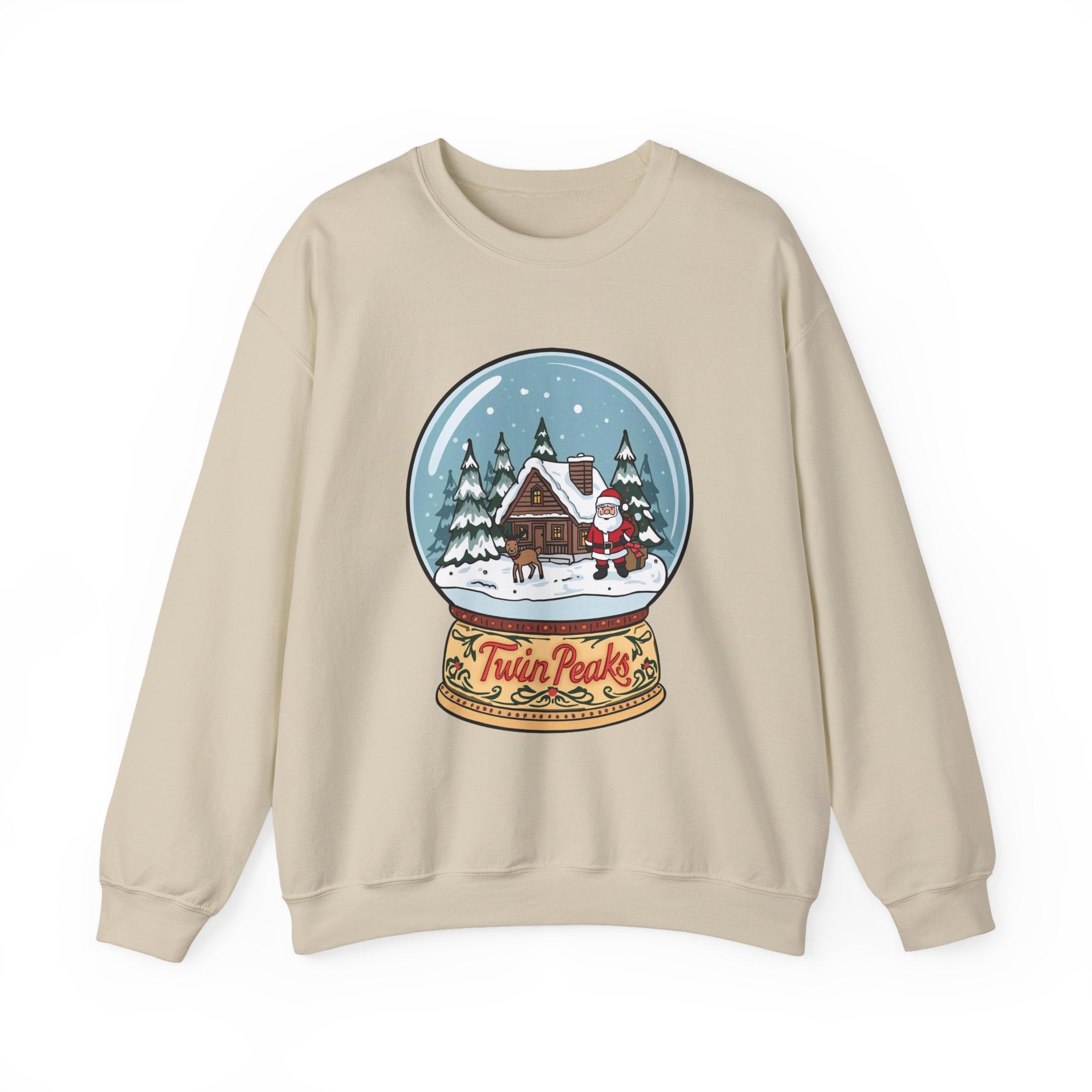 Twin Peaks Christmas Shirt – Snow Globe Santa & Cabin Scene Tee | Mountain Town Christmas Gift | Gildan 18000