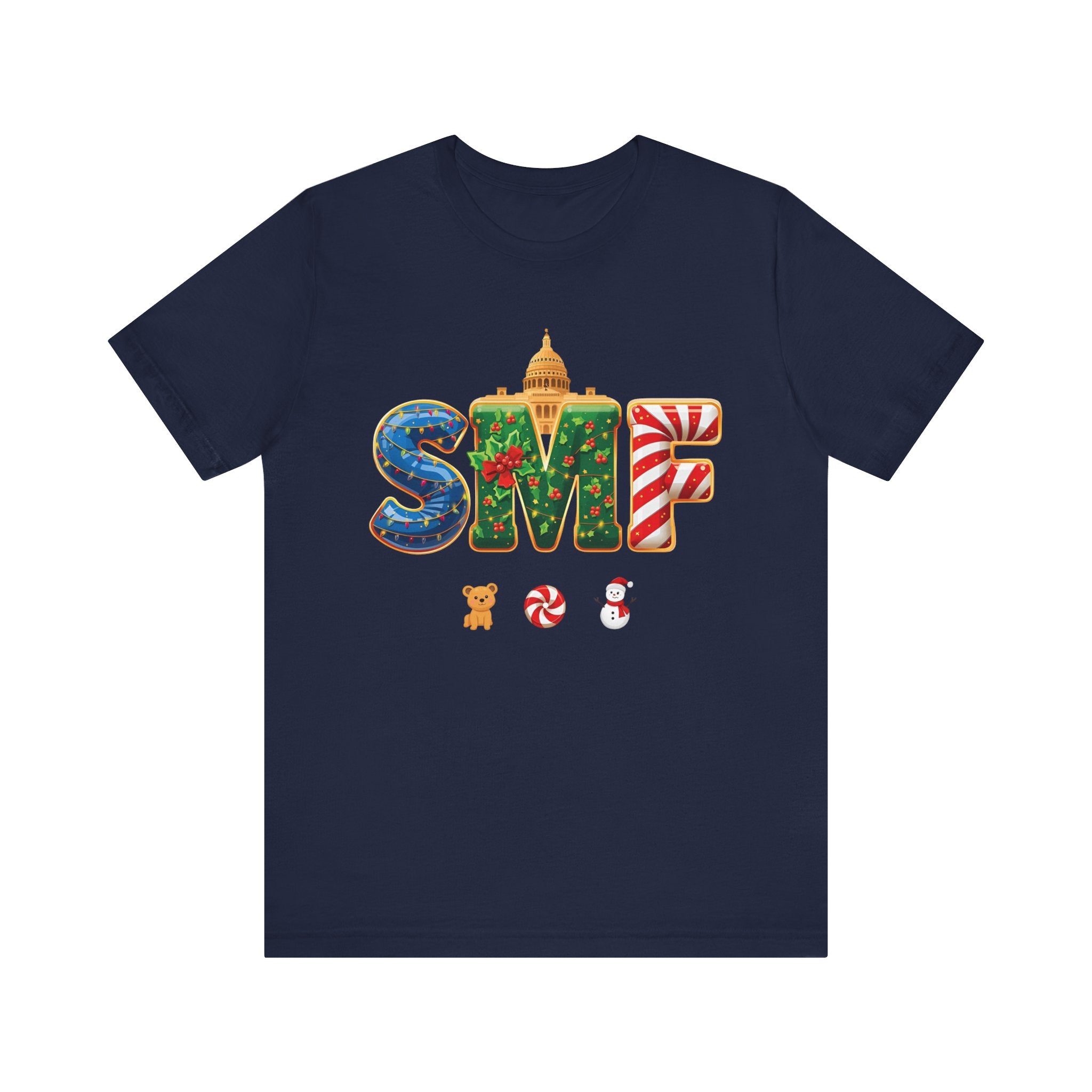 SMF Christmas Shirt – Festive Holiday Letters Tee | Christmas Gift | Bella Canvas 3001