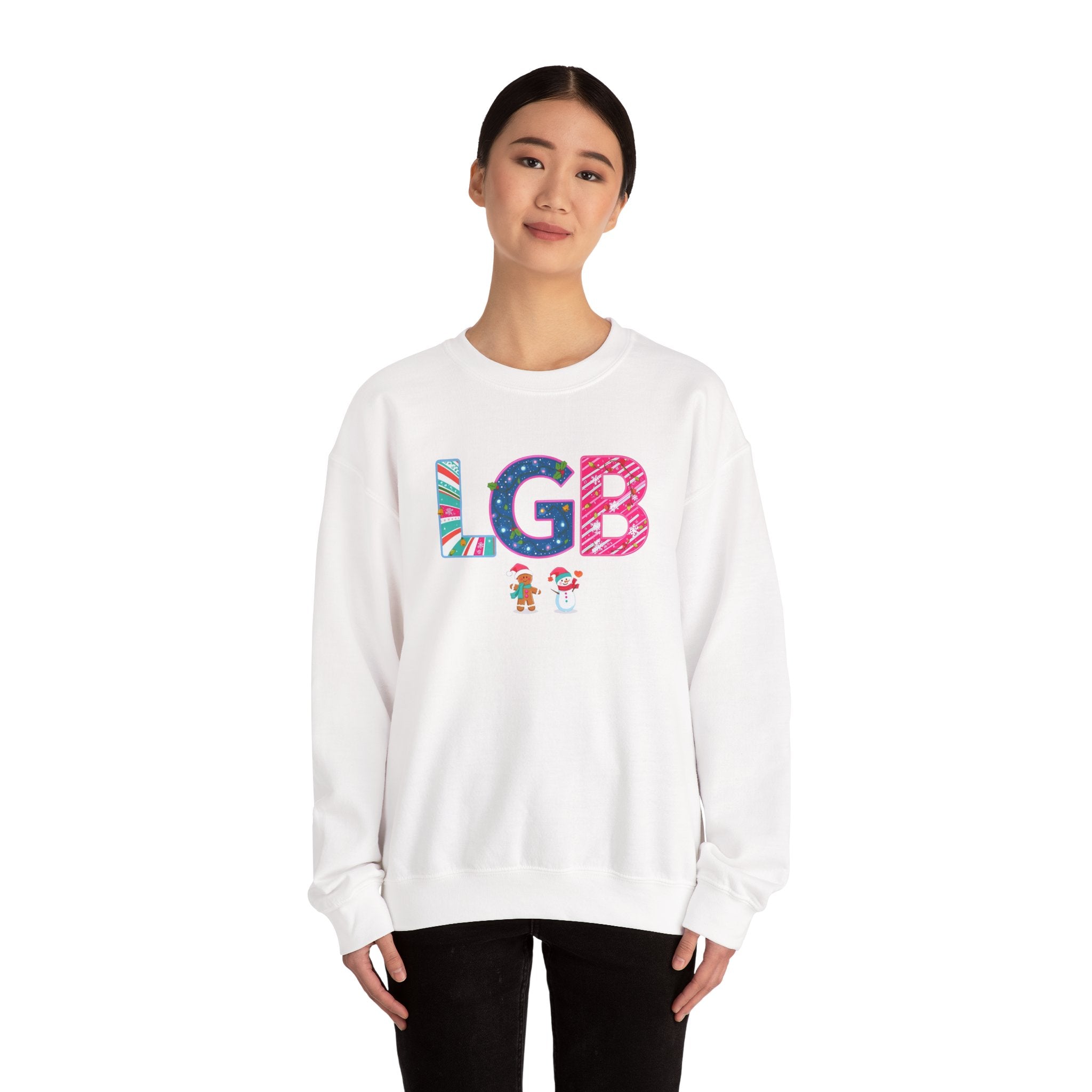 LGB Christmas Sweatshirt – Festive Holiday Letter Art Tee | Christmas Gift | Gildan 18000
