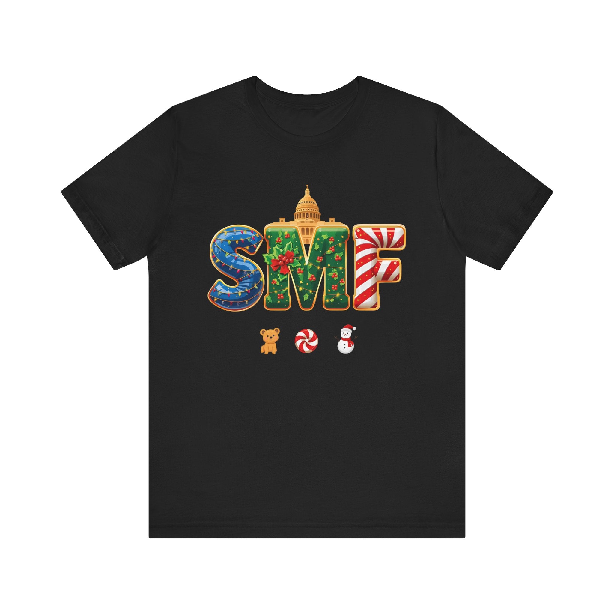 SMF Christmas Shirt – Festive Holiday Letters Tee | Christmas Gift | Bella Canvas 3001