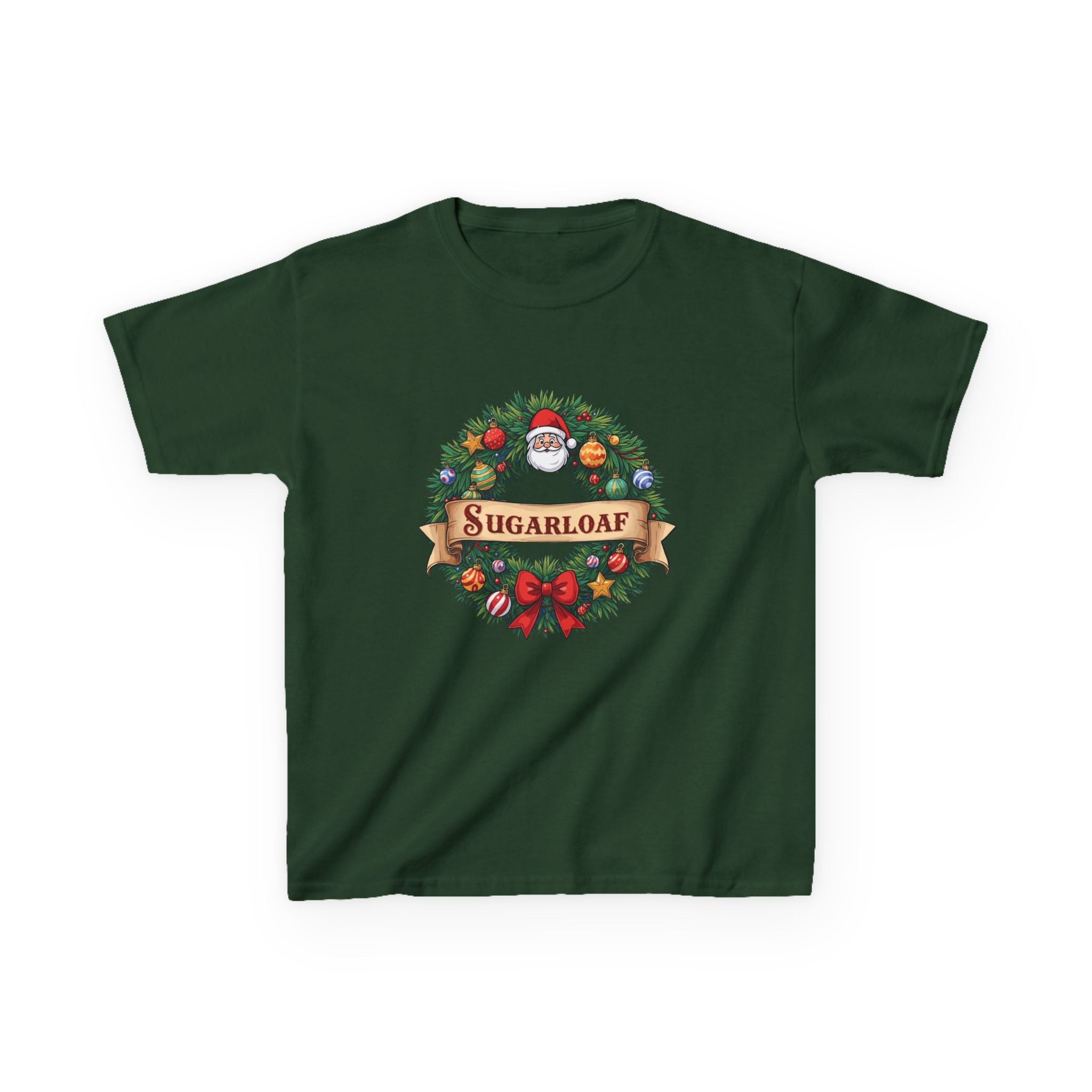 Sugarloaf Christmas Shirt – Festive Santa Wreath & Ornaments Tee | Mountain Town Christmas Gift | Gildan 5000B