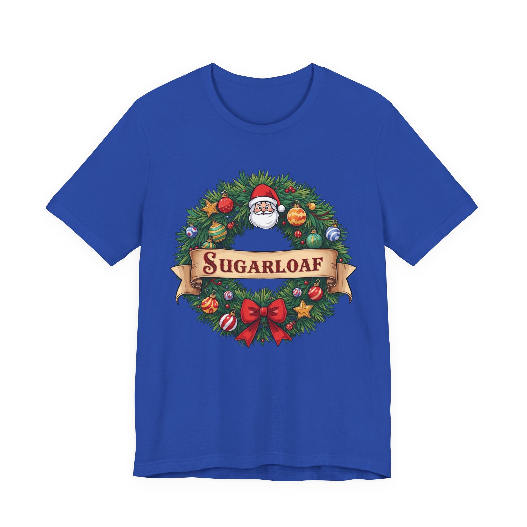 Sugarloaf Christmas Shirt – Festive Santa Wreath & Ornaments Tee | Mountain Town Christmas Gift | Bella Canvas 3001