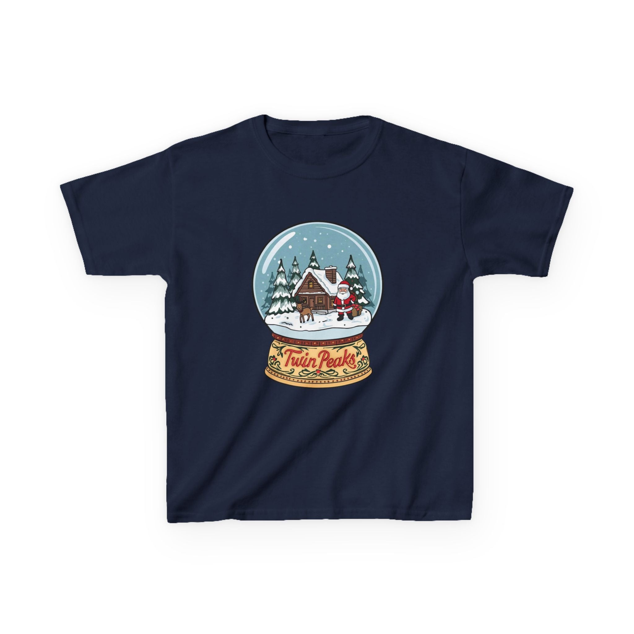 Twin Peaks Christmas Shirt – Snow Globe Santa & Cabin Scene Tee | Mountain Town Christmas Gift | Gildan 5000B