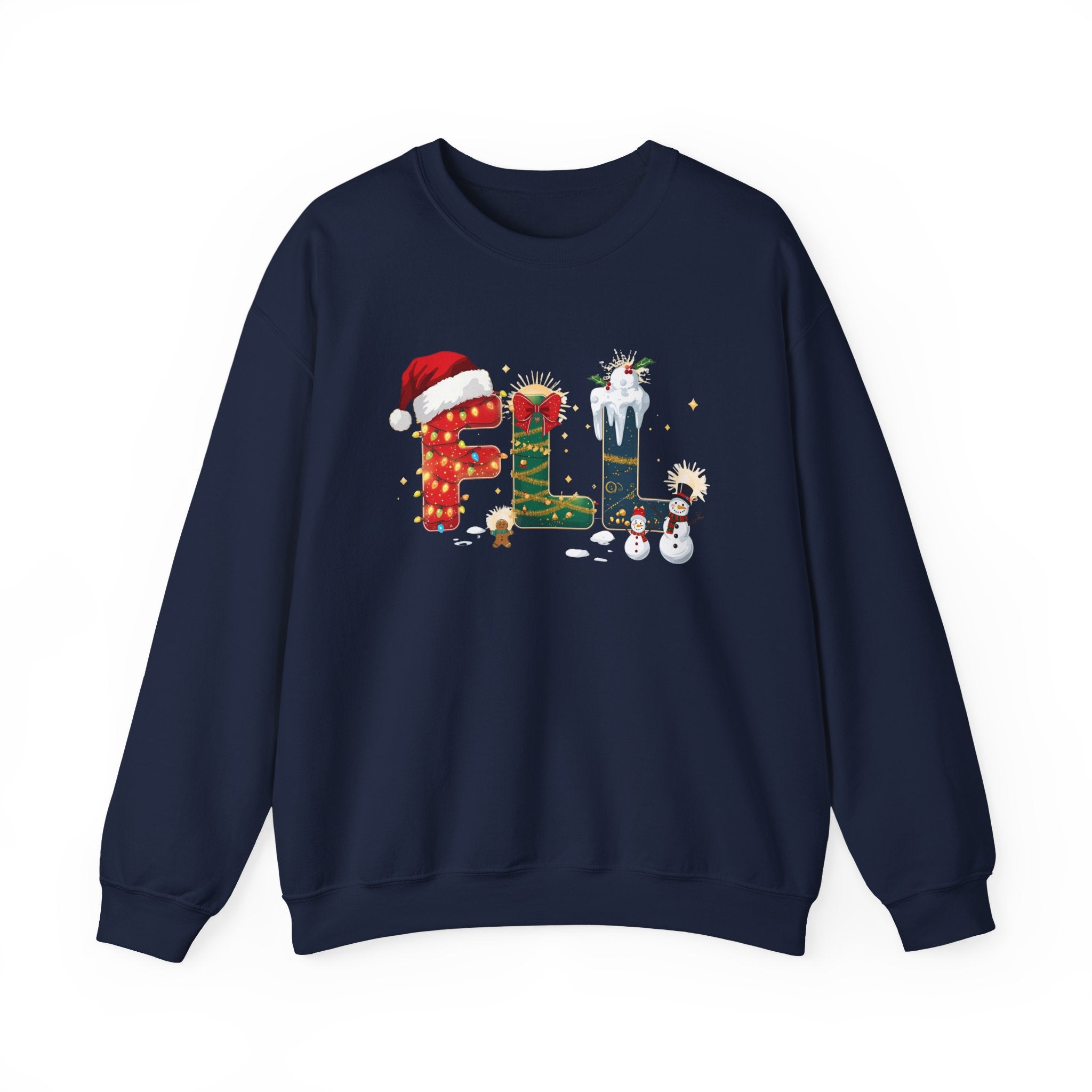 FLL Christmas Sweatshirt – Festive Holiday Letter Art Tee | Christmas Gift | Gildan 18000