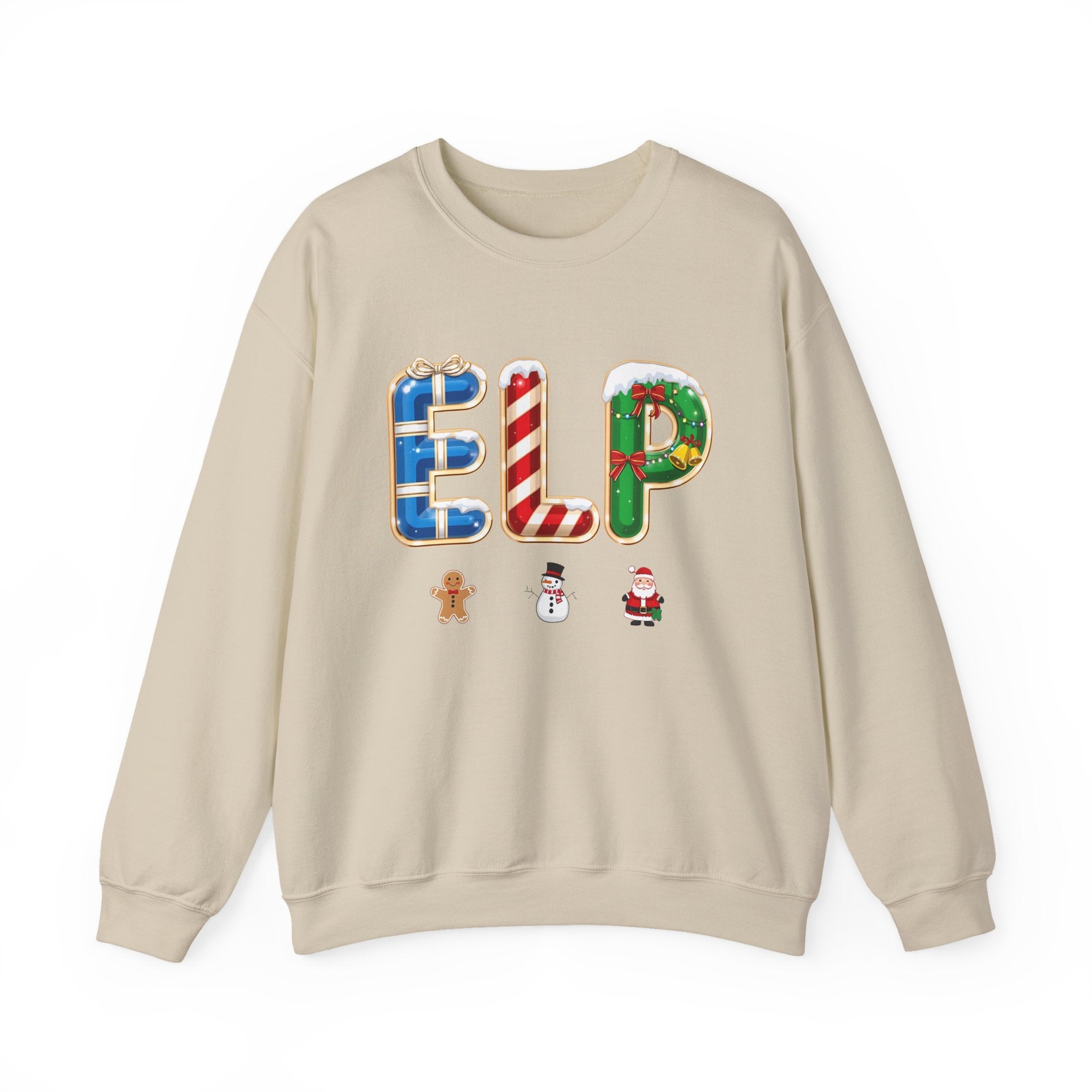 ELP Christmas Sweatshirt – Festive Holiday Letter Art Tee | Christmas Gift | Gildan 18000