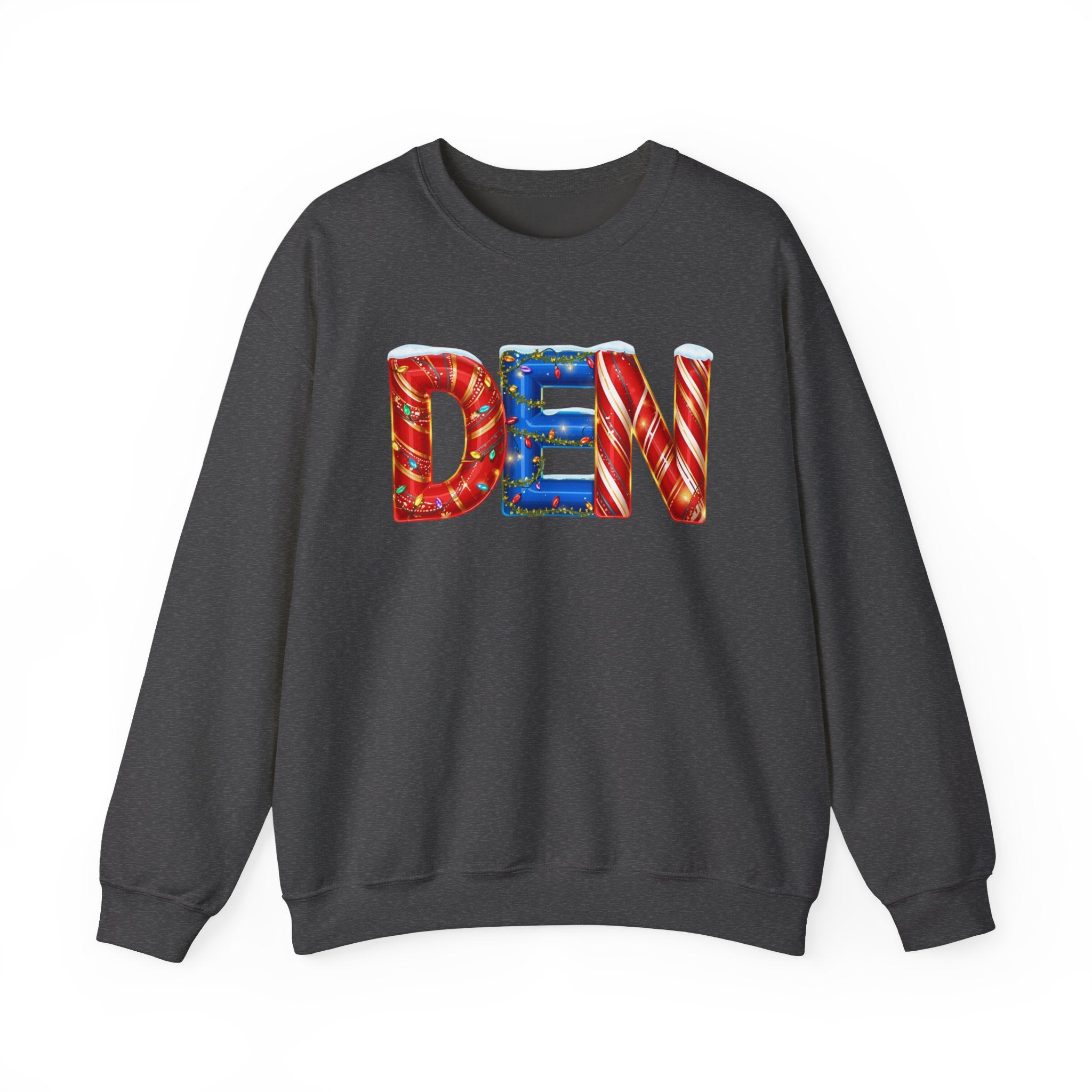 DEN Christmas Sweatshirt  – Festive Holiday Letter Art Tee | Christmas Gift | Gildan 18000