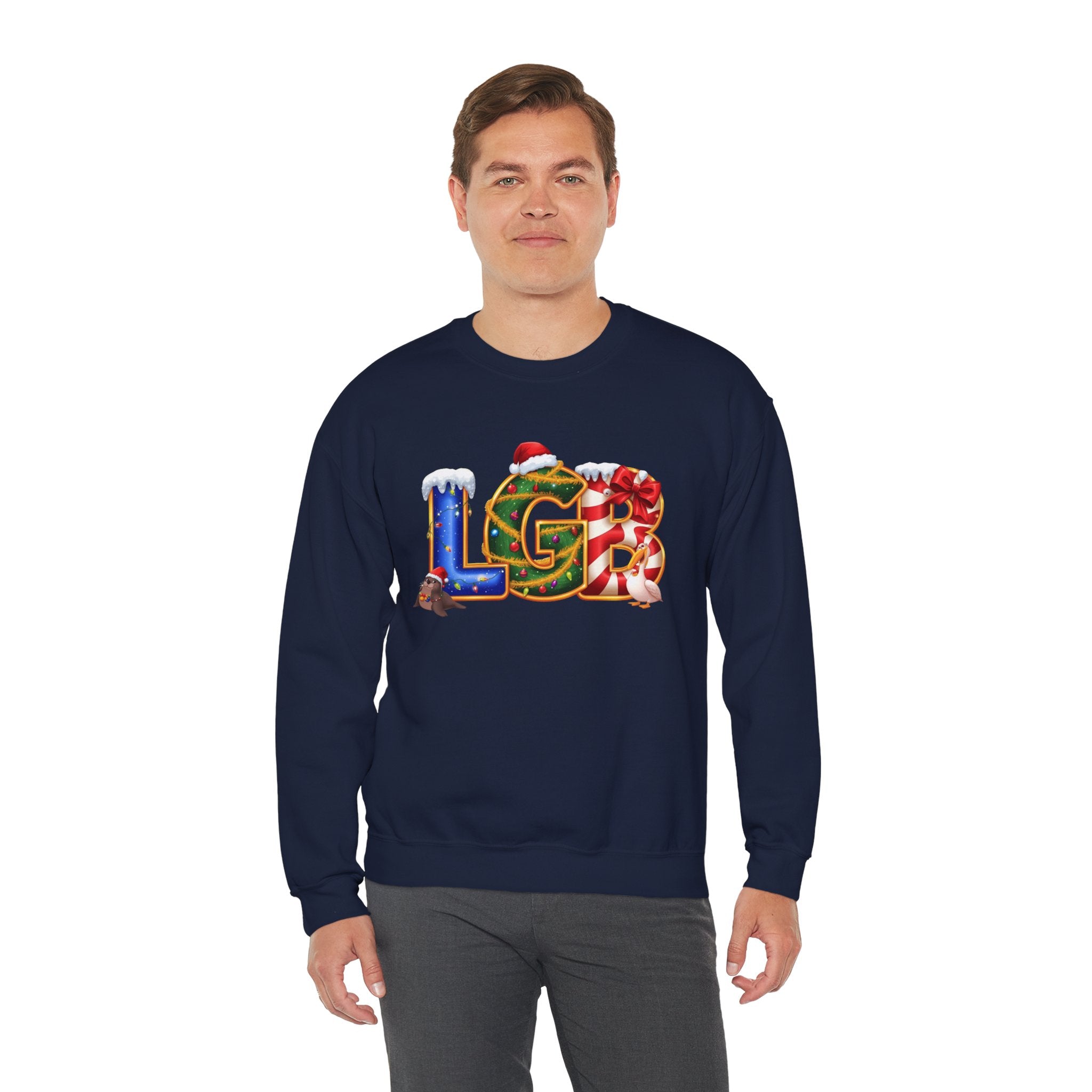 LGB Christmas Sweatshirt – Festive Holiday Letter Art Tee | Christmas Gift | Gildan 18000