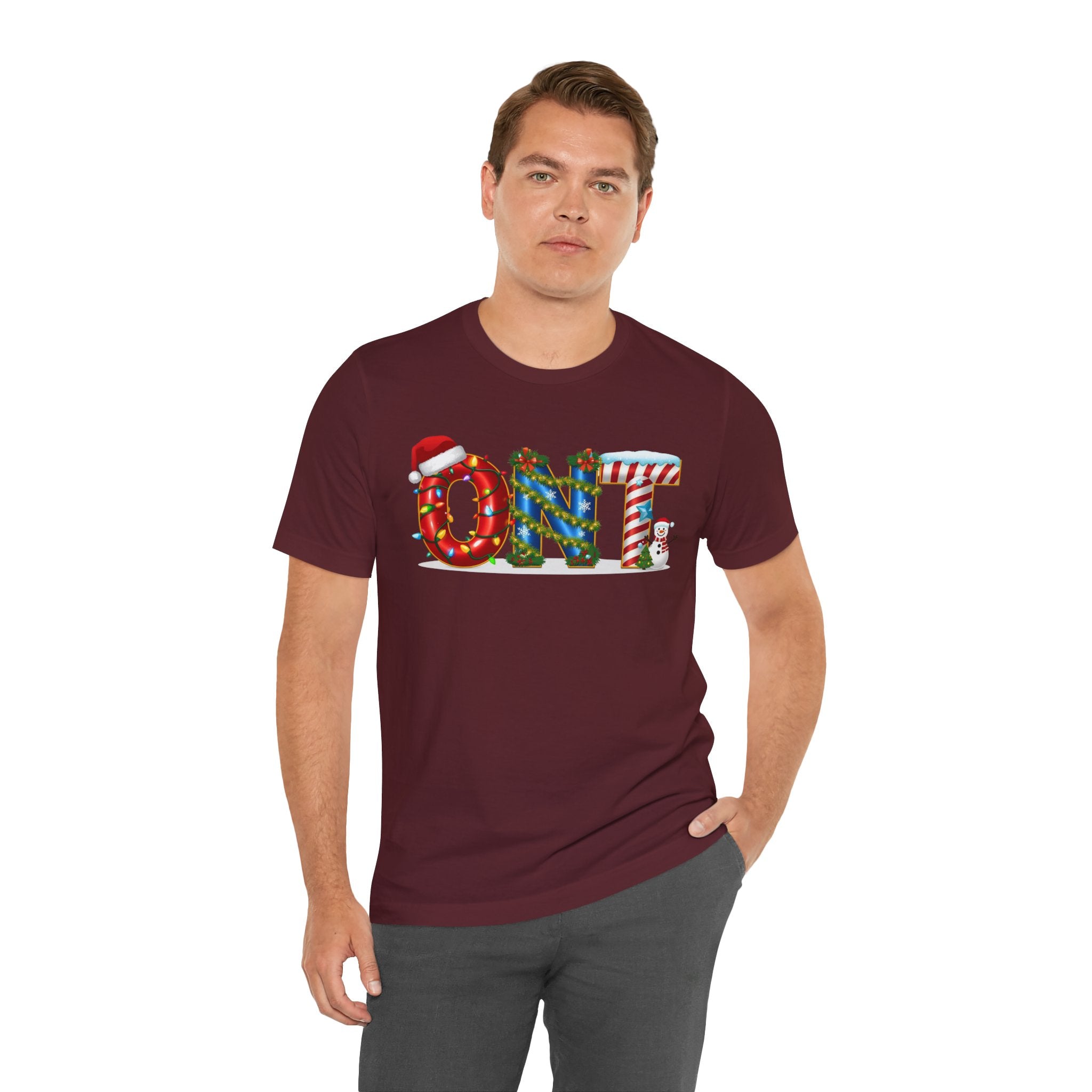 ONT Christmas Shirt – Festive Letter Art Tee | Christmas Gift | Bella Canvas 3001