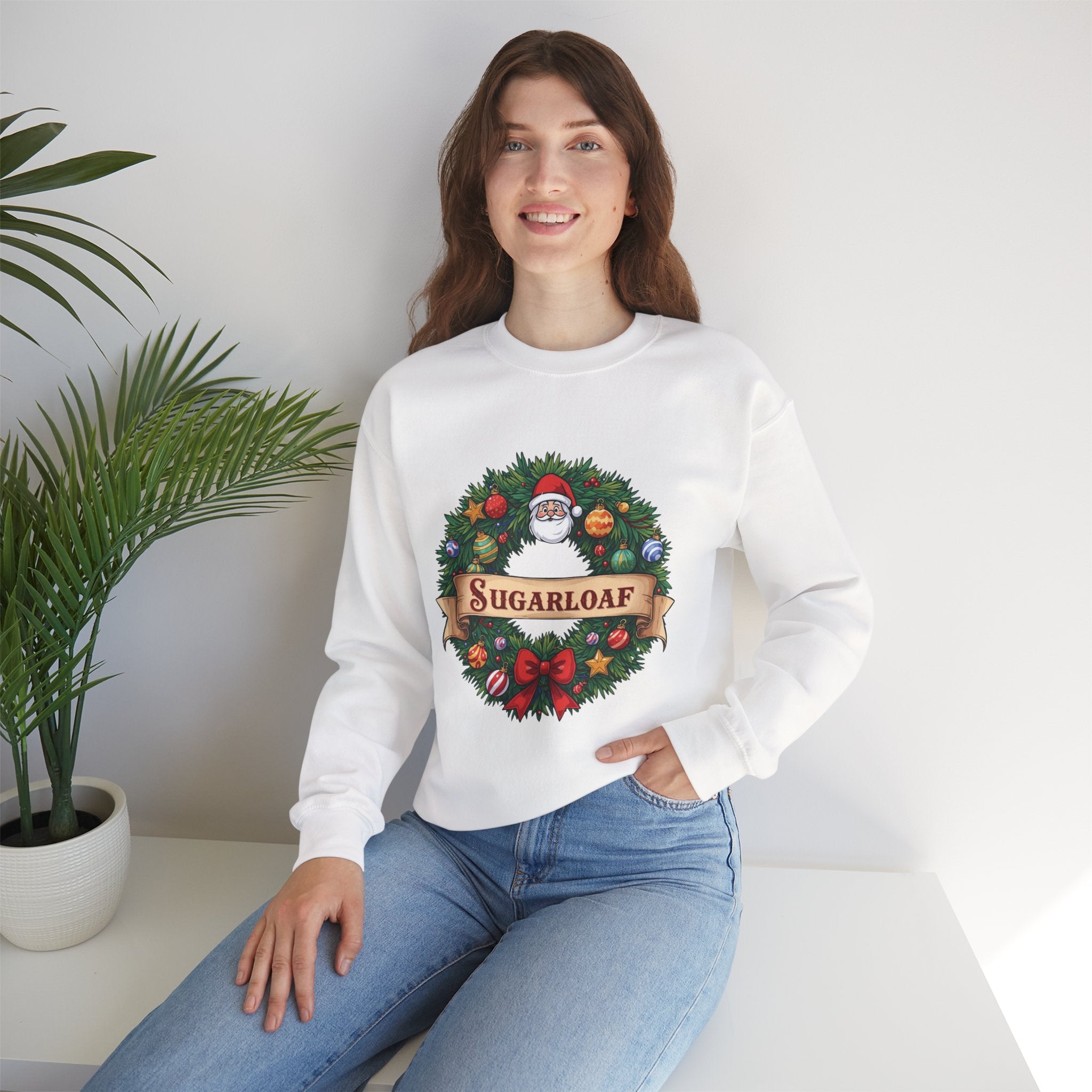Sugarloaf Christmas Shirt – Festive Santa Wreath & Ornaments Tee | Mountain Town Christmas Gift | Gildan 18000