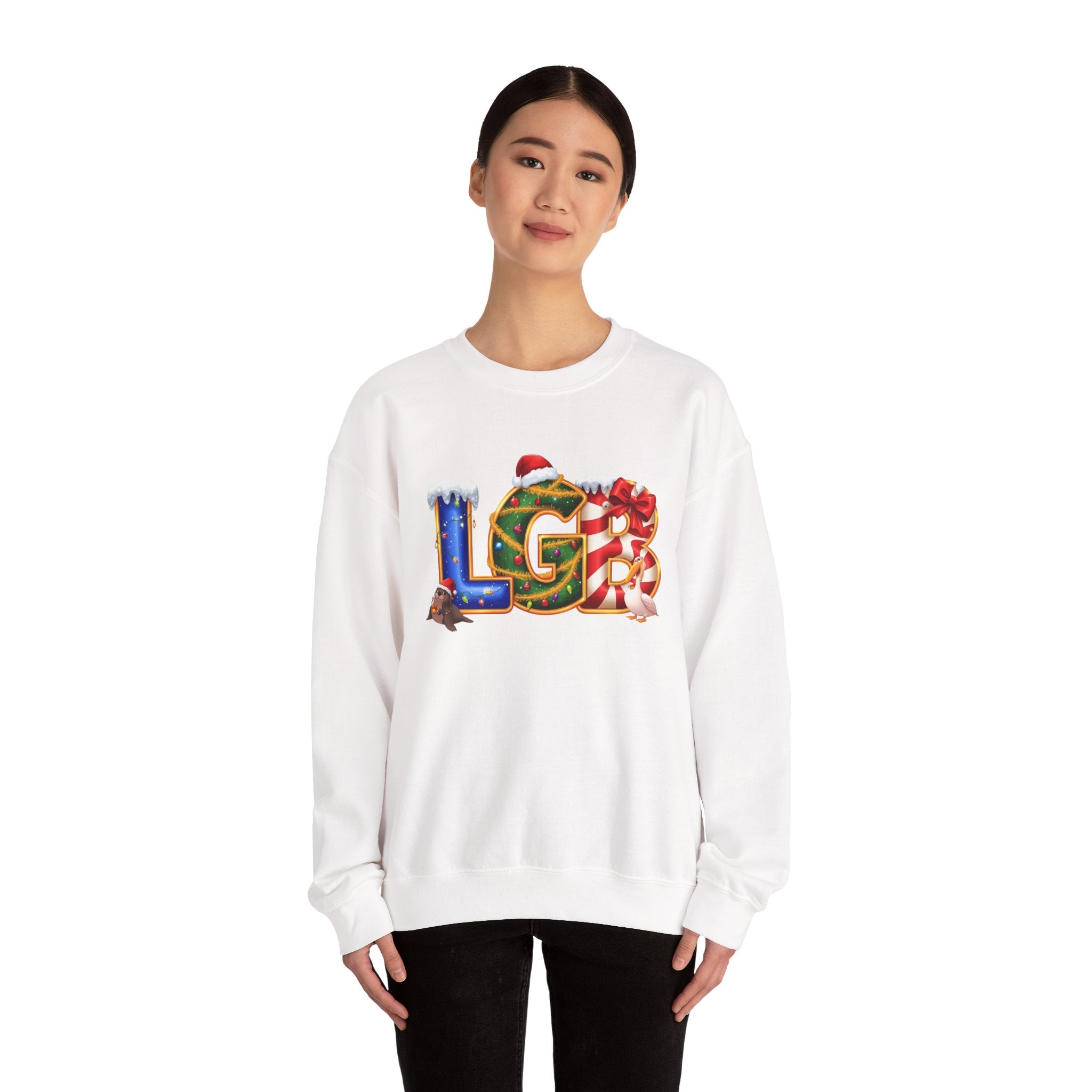 LGB Christmas Sweatshirt – Festive Holiday Letter Art Tee | Christmas Gift | Gildan 18000