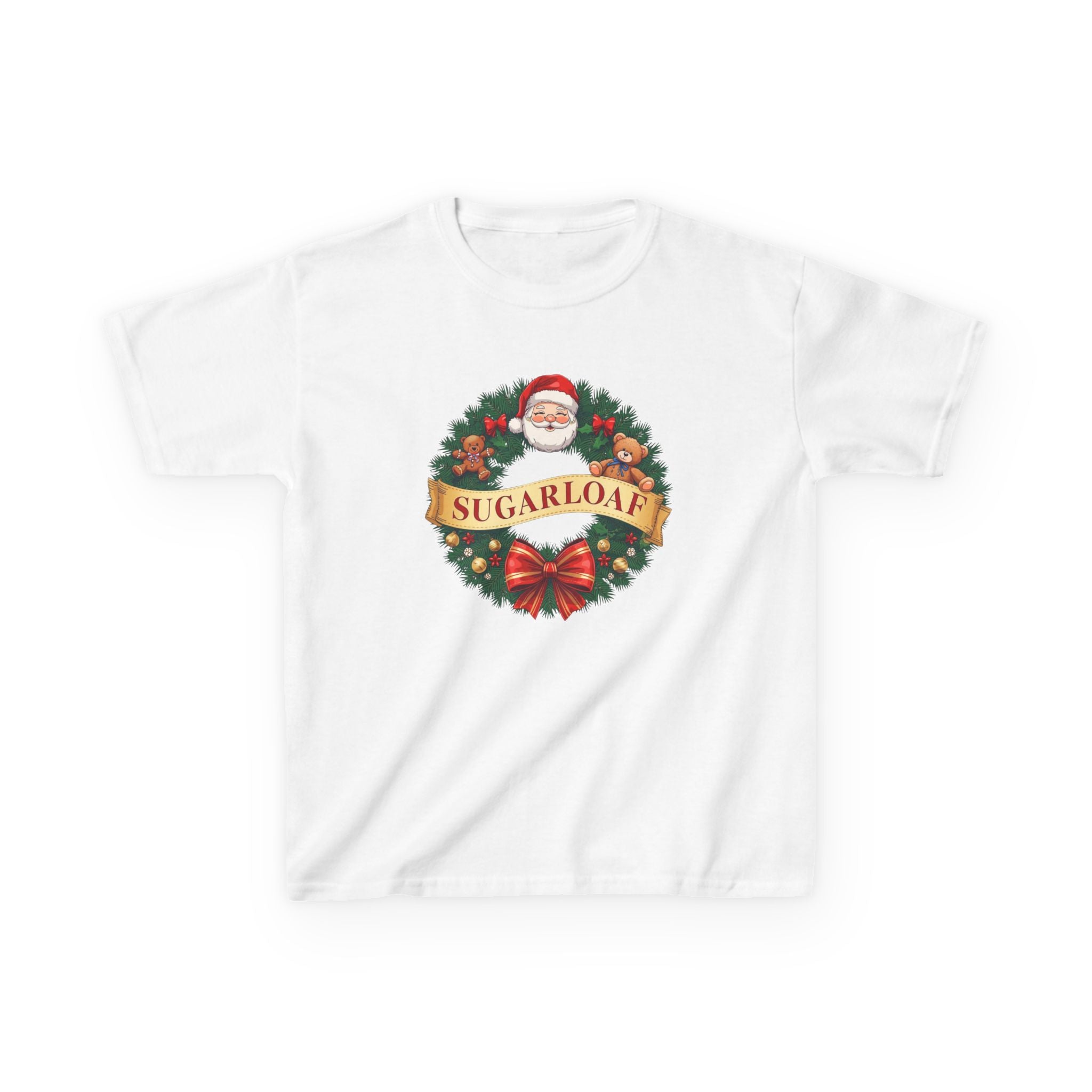Sugarloaf Christmas Shirt – Santa & Teddy Bear Wreath Tee | Mountain Town Christmas Gift | Gildan 5000B
