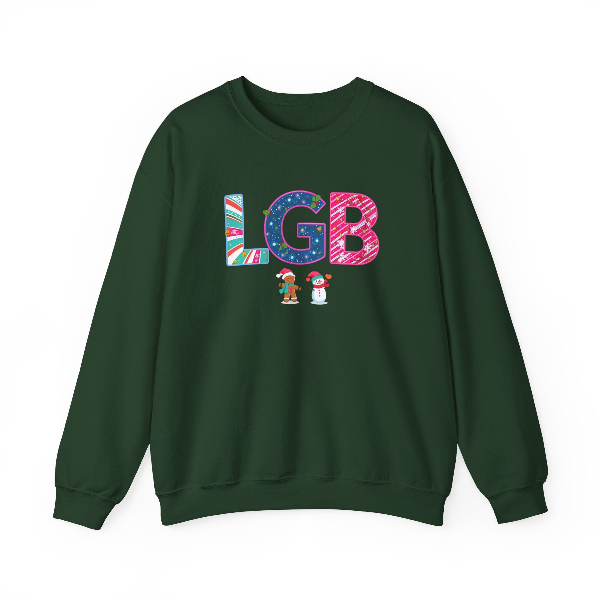 LGB Christmas Sweatshirt – Festive Holiday Letter Art Tee | Christmas Gift | Gildan 18000