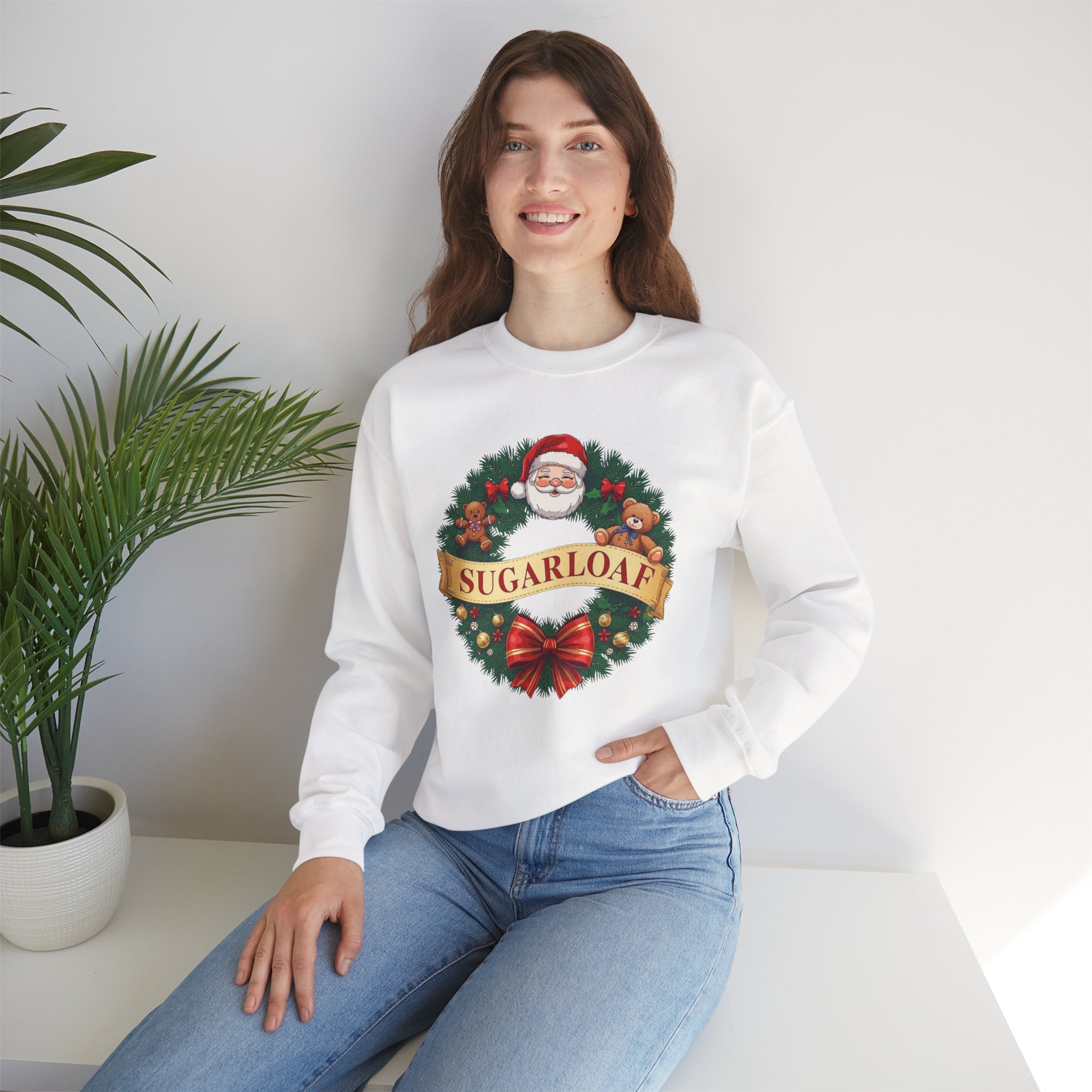 Sugarloaf Christmas Shirt – Santa & Teddy Bear Wreath Tee | Mountain Town Christmas Gift | Gildan 18000