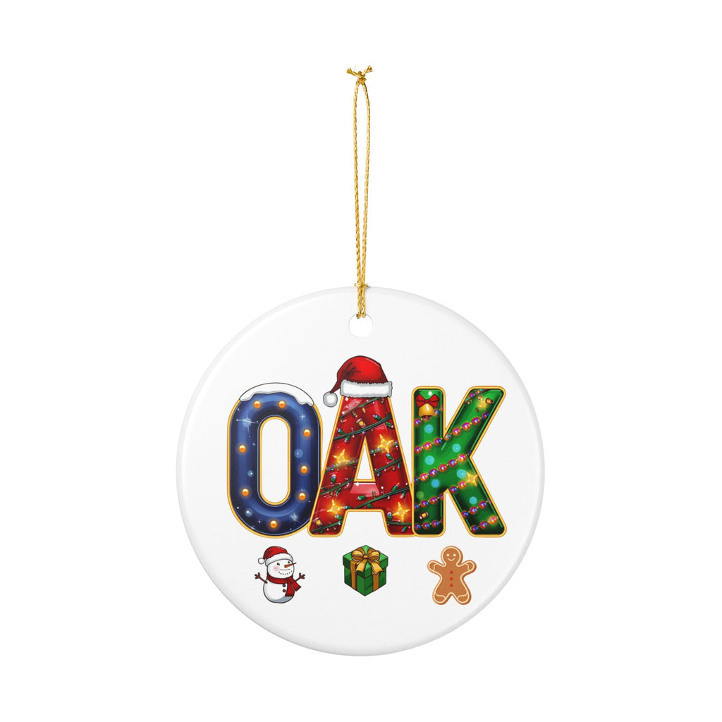 OAK Christmas Ornament – Festive Holiday Airport Art | Holiday Travel Gift | Ceramic Ornament
