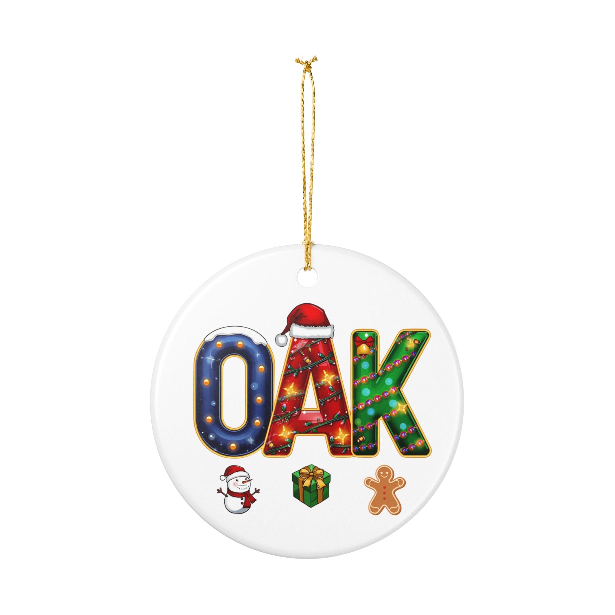 OAK Christmas Ornament – Festive Holiday Airport Art | Holiday Travel Gift | Ceramic Ornament