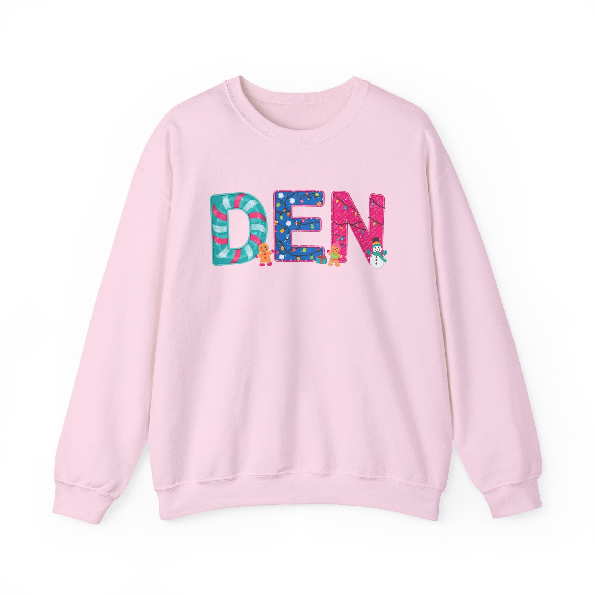 DEN Christmas Sweatshirt – Festive Holiday Letter Art Tee | Christmas Gift | Gildan 18000