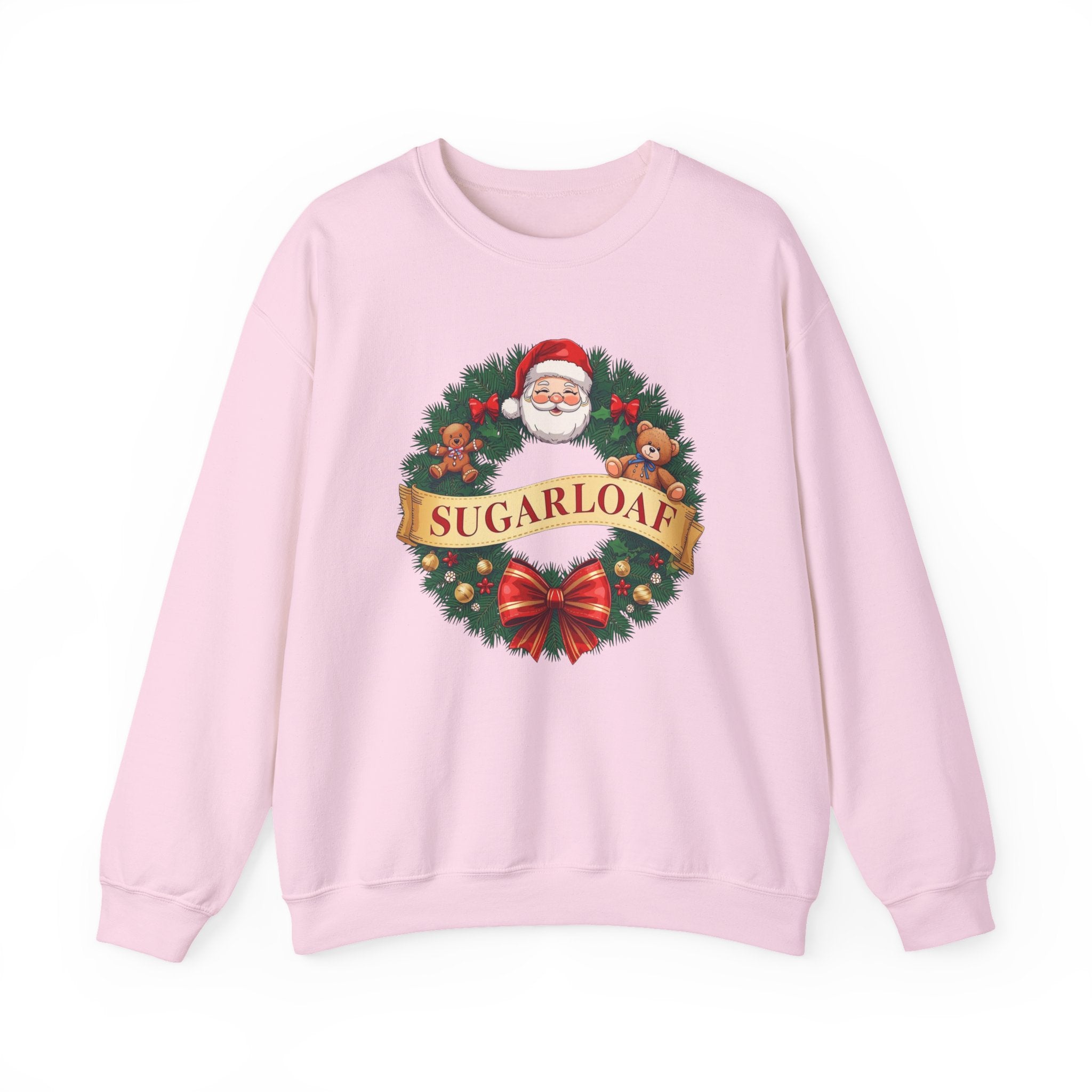 Sugarloaf Christmas Shirt – Santa & Teddy Bear Wreath Tee | Mountain Town Christmas Gift | Gildan 18000