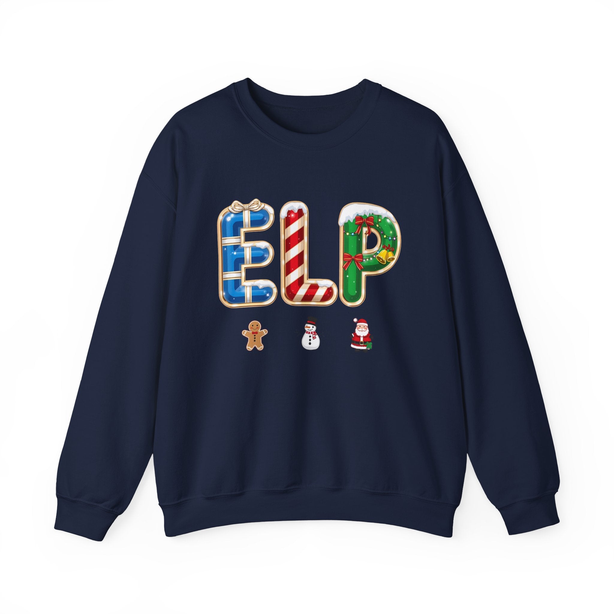 ELP Christmas Sweatshirt – Festive Holiday Letter Art Tee | Christmas Gift | Gildan 18000