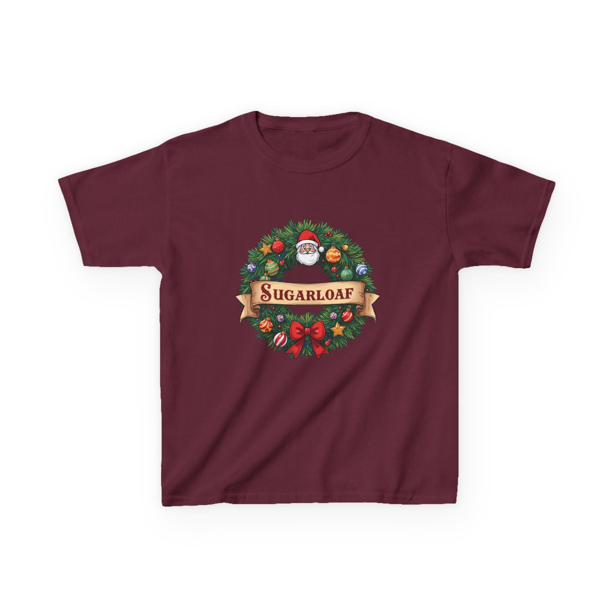 Sugarloaf Christmas Shirt – Festive Santa Wreath & Ornaments Tee | Mountain Town Christmas Gift | Gildan 5000B