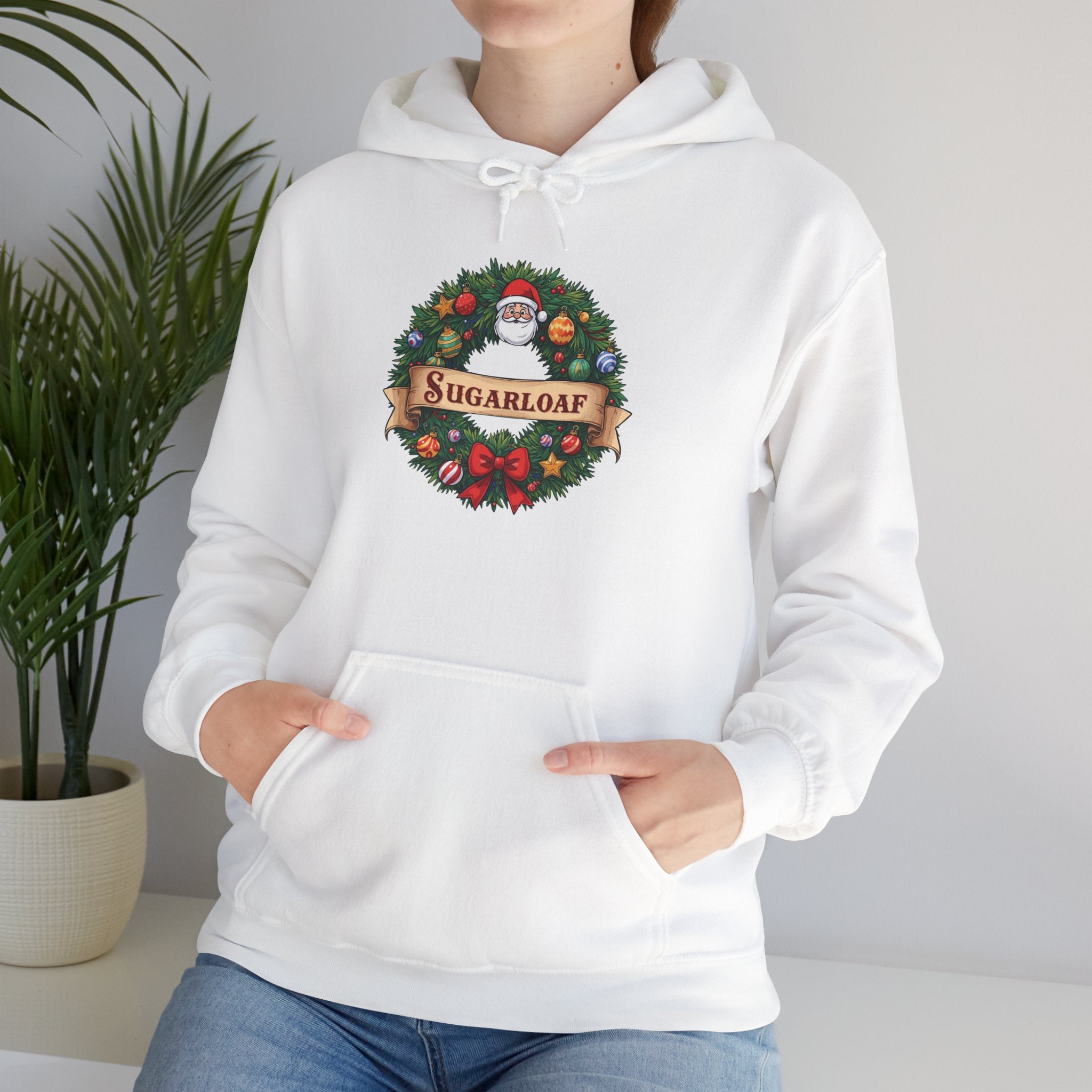 Sugarloaf Christmas Shirt – Festive Santa Wreath & Ornaments Tee | Mountain Town Christmas Gift | Gildan 18500