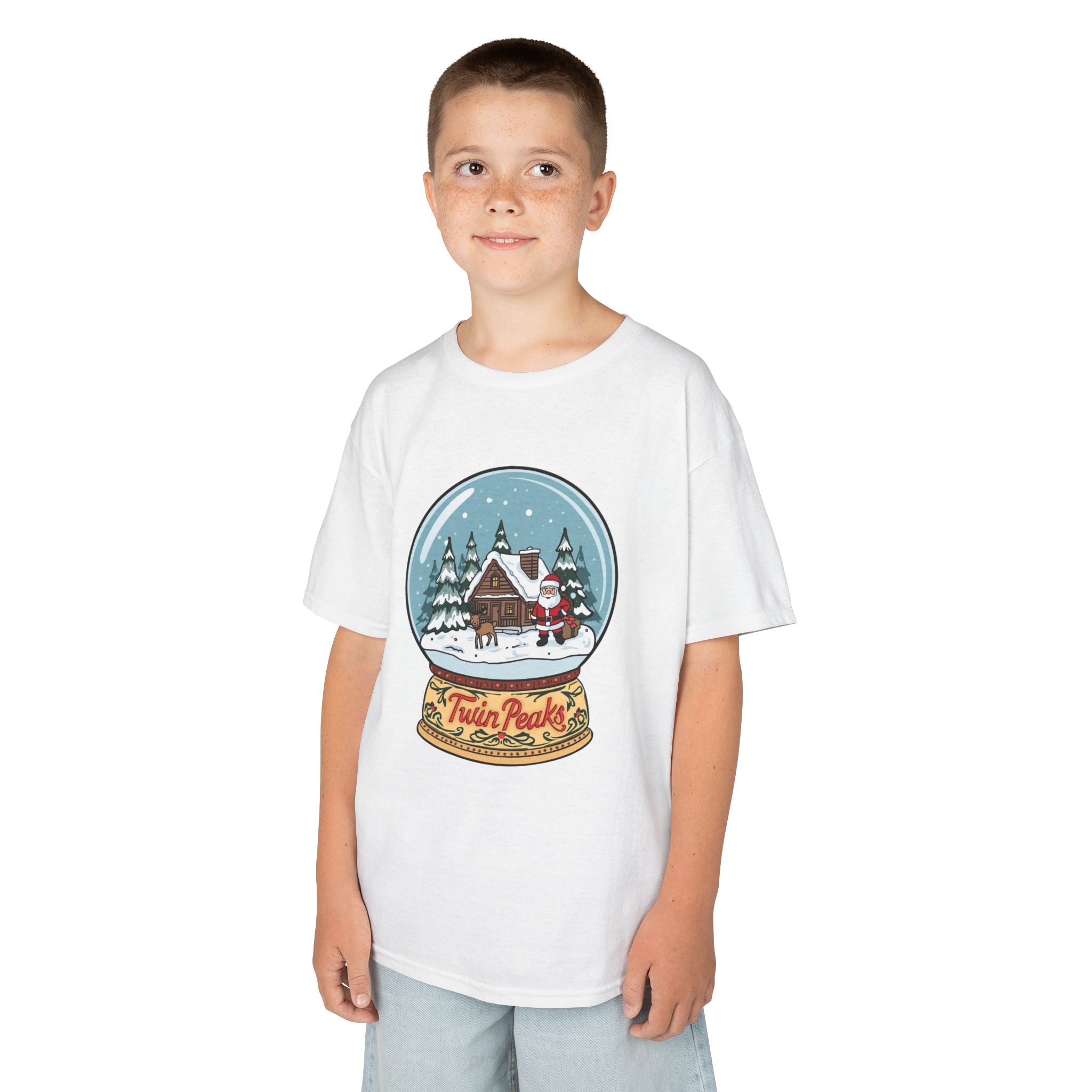 Twin Peaks Christmas Shirt – Snow Globe Santa & Cabin Scene Tee | Mountain Town Christmas Gift | Gildan 5000B