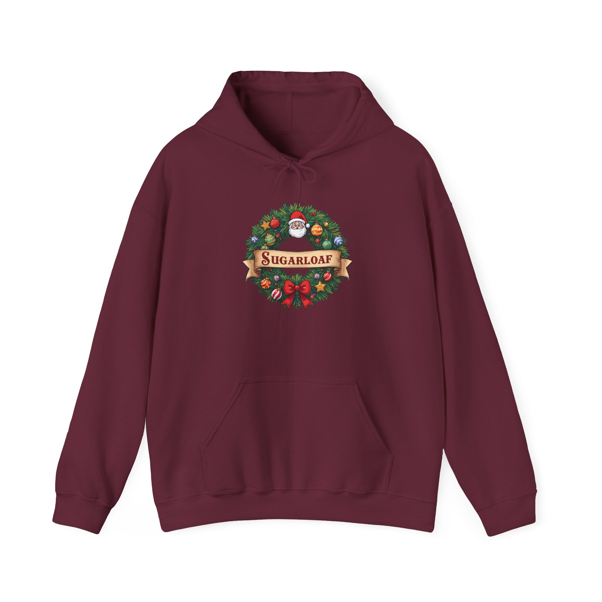 Sugarloaf Christmas Shirt – Festive Santa Wreath & Ornaments Tee | Mountain Town Christmas Gift | Gildan 18500