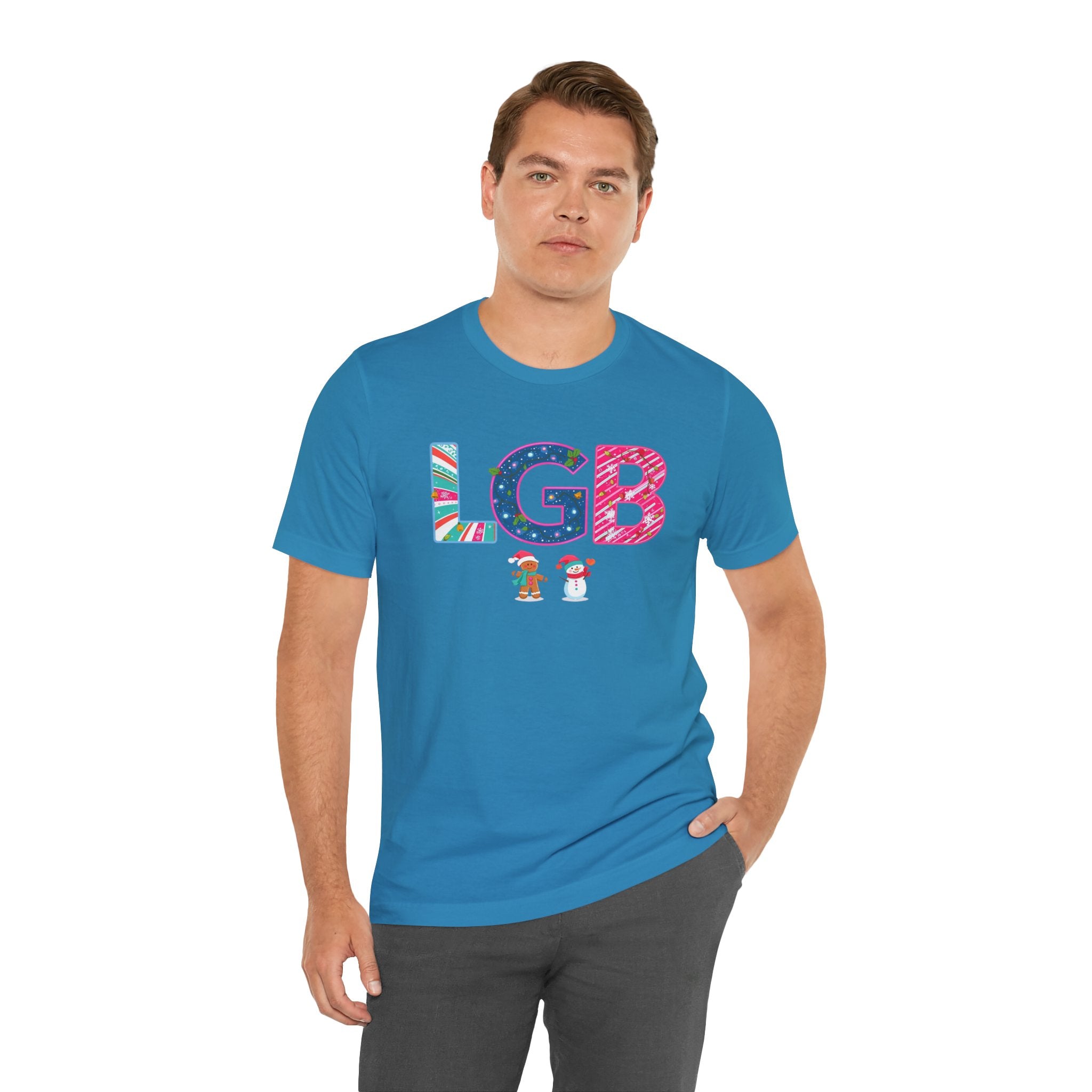 LGB Christmas Shirt – Festive Letter Art Tee | Christmas Gift | Bella Canvas 3001