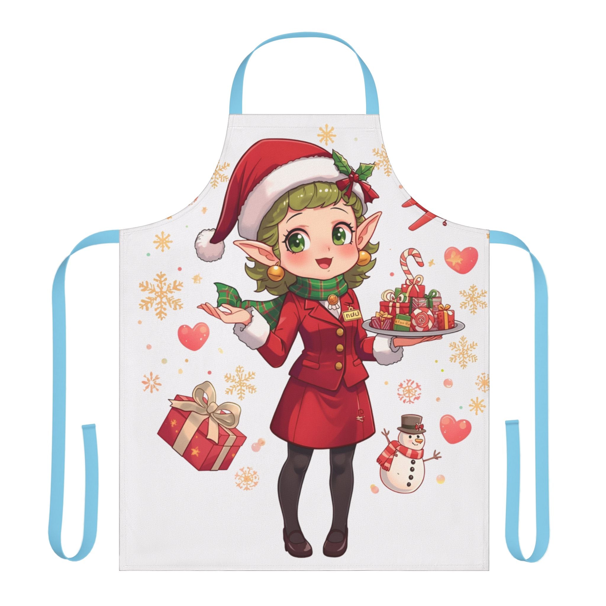 Christmas Elf Apron — Cute Holiday Baking Apron with Candy Canes & Gifts