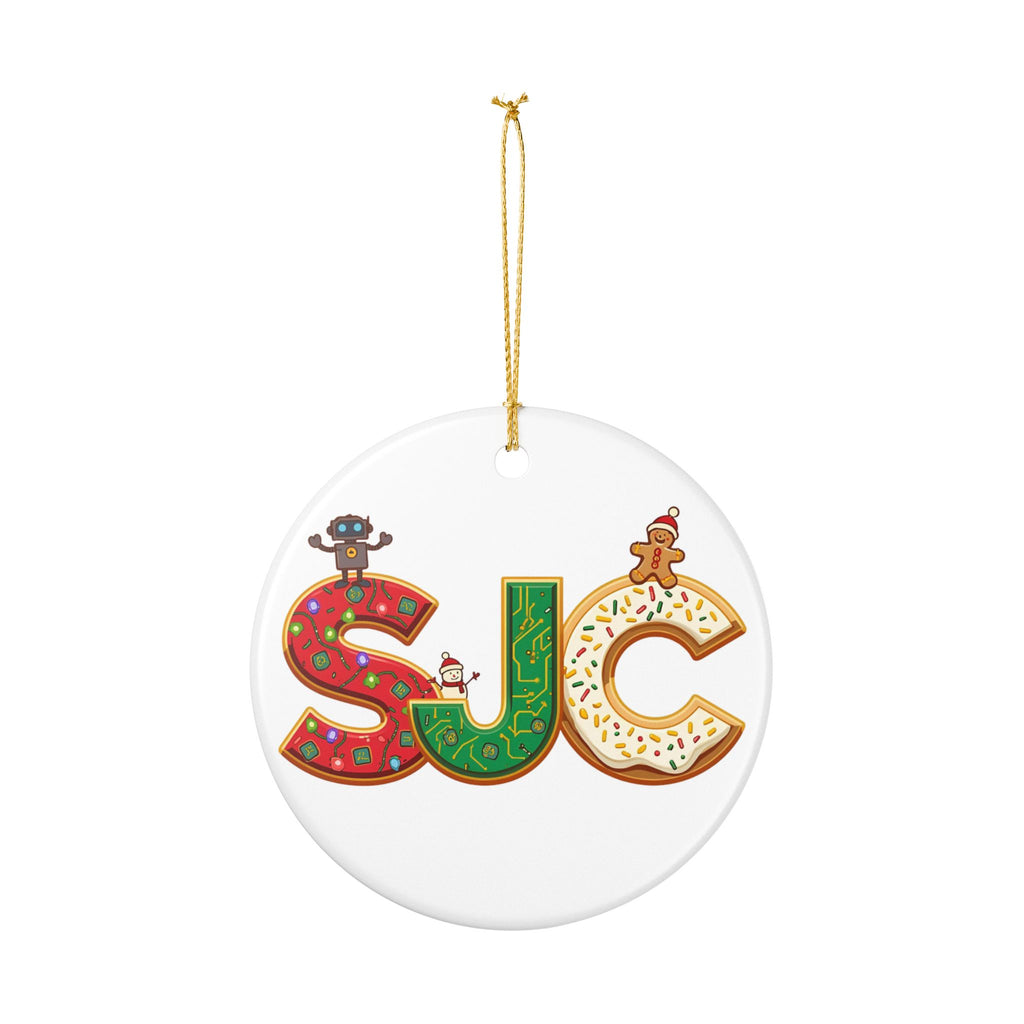 SJC Christmas Ornament – Festive Holiday Airport Art | Holiday Travel Gift | Ceramic Ornament