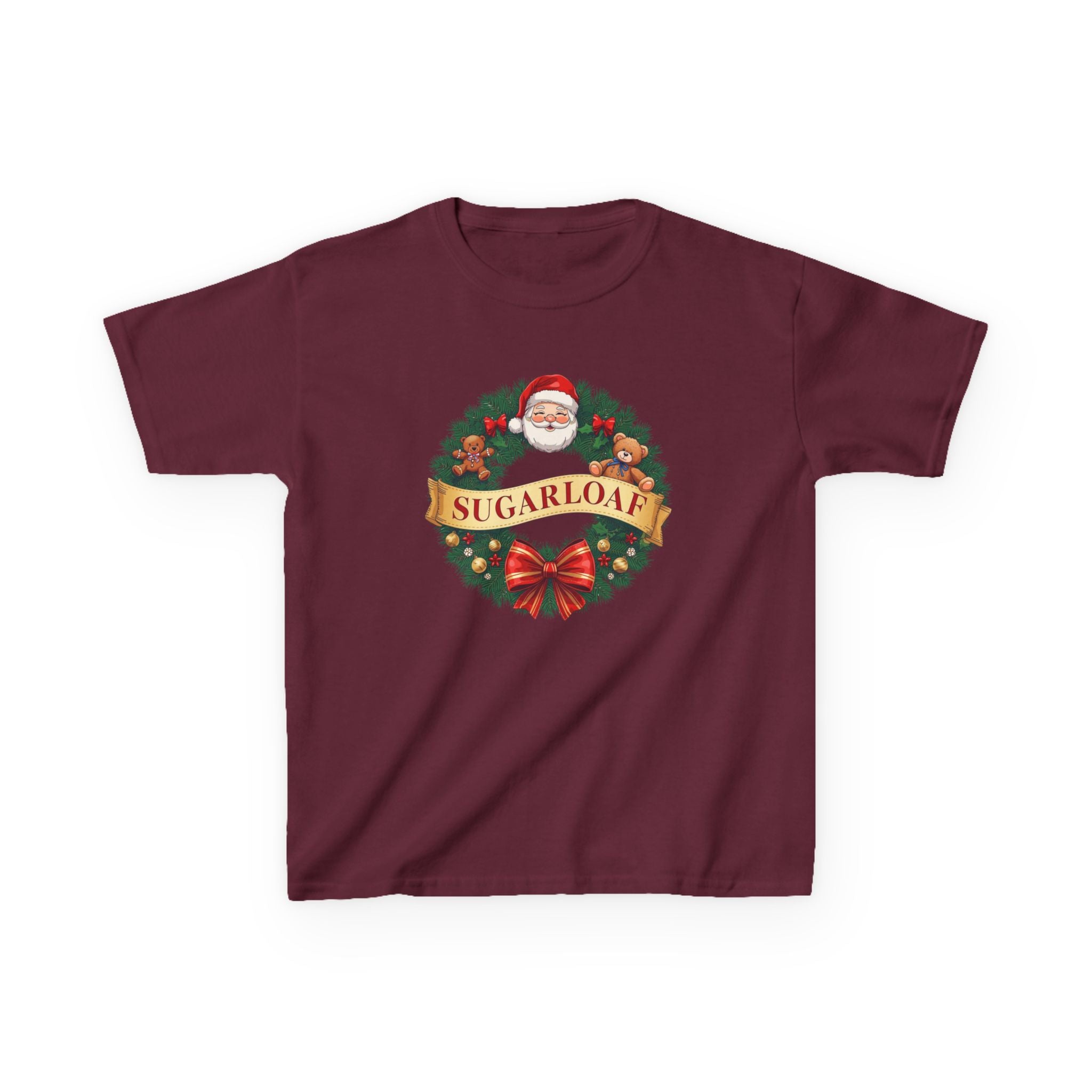 Sugarloaf Christmas Shirt – Santa & Teddy Bear Wreath Tee | Mountain Town Christmas Gift | Gildan 5000B