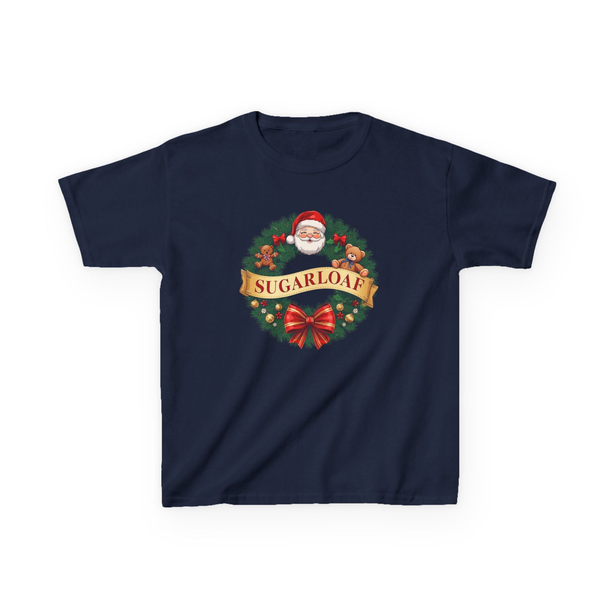 Sugarloaf Christmas Shirt – Santa & Teddy Bear Wreath Tee | Mountain Town Christmas Gift | Gildan 5000B